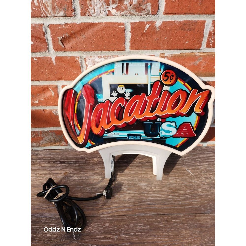 Vintage 5¢ Vacation‎ USA Light-Up Sign With Stand